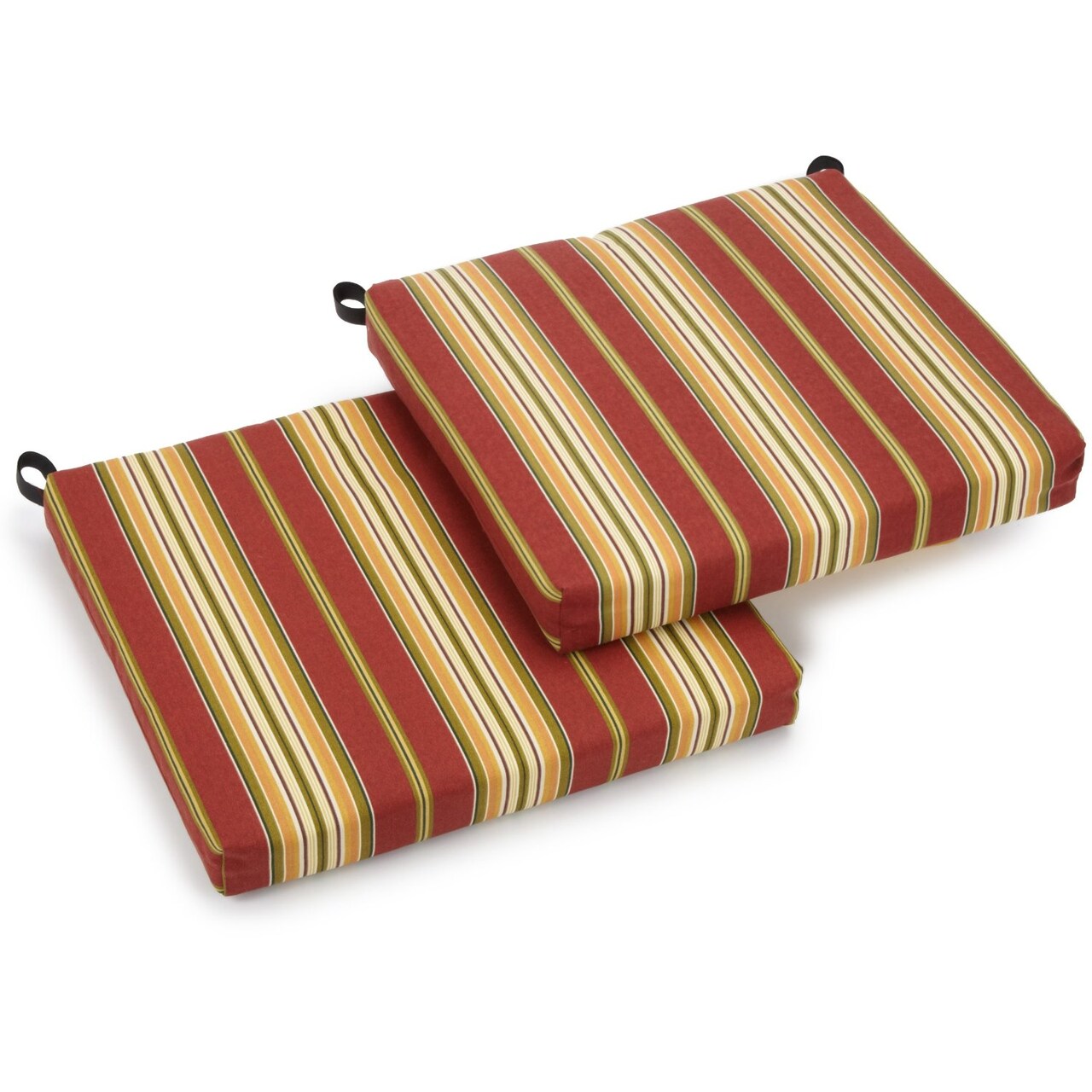 20-inch by 19-inch Spun Polyester Chair Cushion (Set of Two) - Kingsley Stripe Ruby